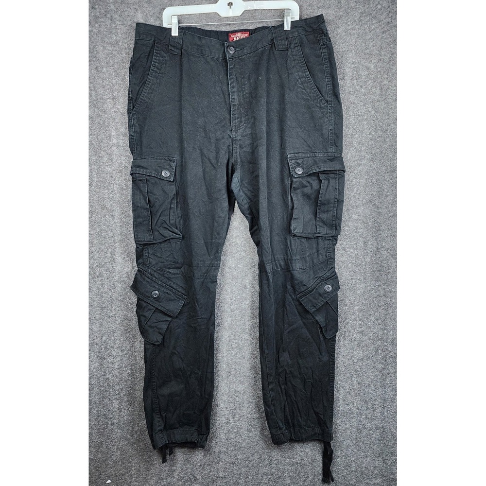 Matchstick Cargo Pants Mens 40 Black Multi-Pocket Tactical Cotton Twill Rugged